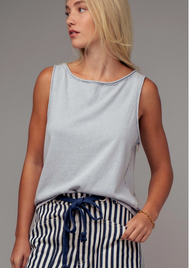 Pigment Dyed Basic Tank- Coastal Blue